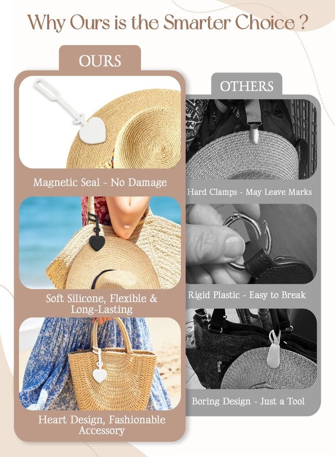 AMAZYC-US 2 Pcs Heart Shape Magnetic Hat Clip for Travel on Bag, Strong Magnetic Hat Holder & Organizer, Secure Hat Clips for Baseball Caps, Sun Hats, Beach Vacation Essentials Accessories - Image 4